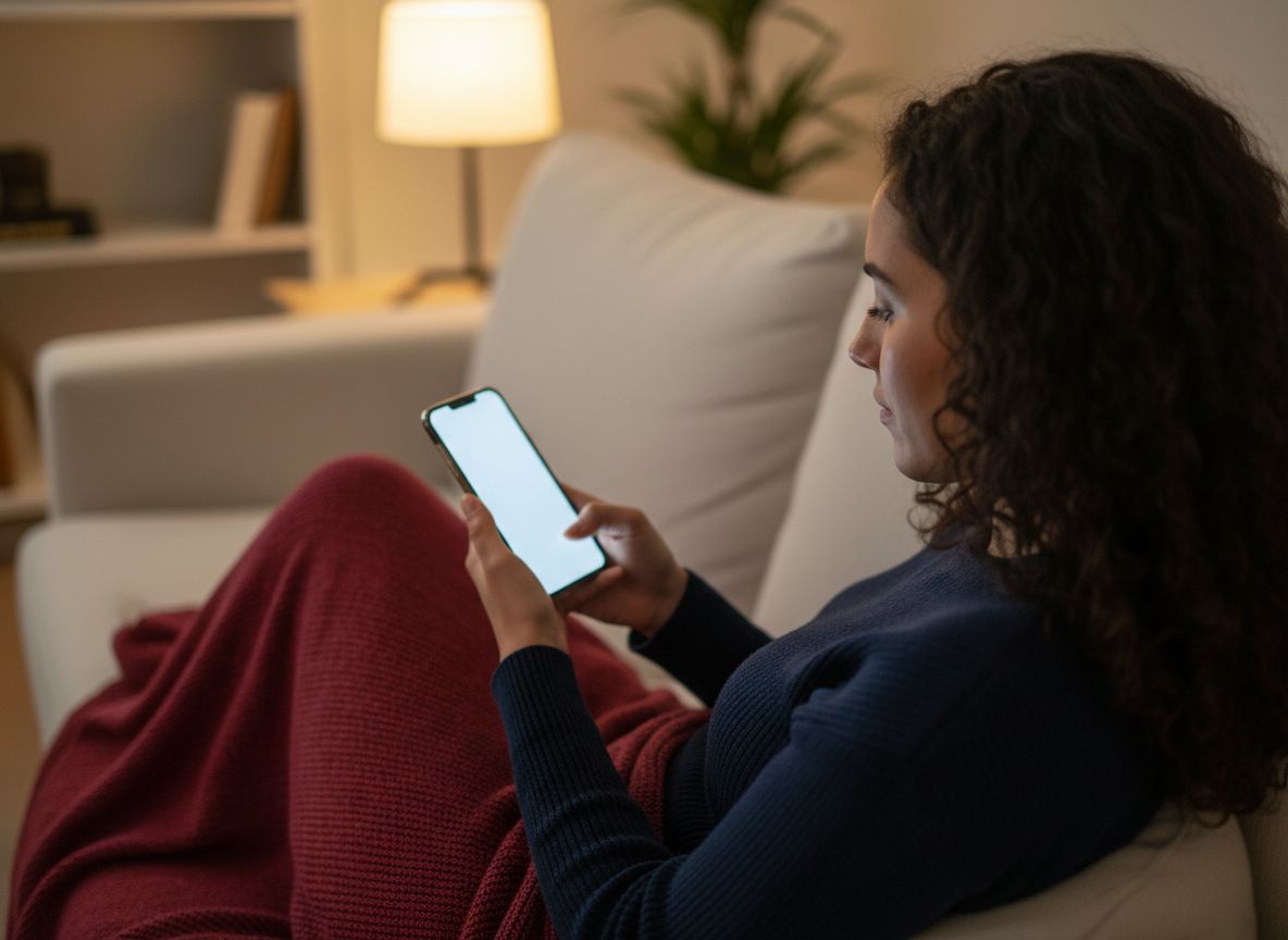 A person looks up a candidate on their phone at home in the evening